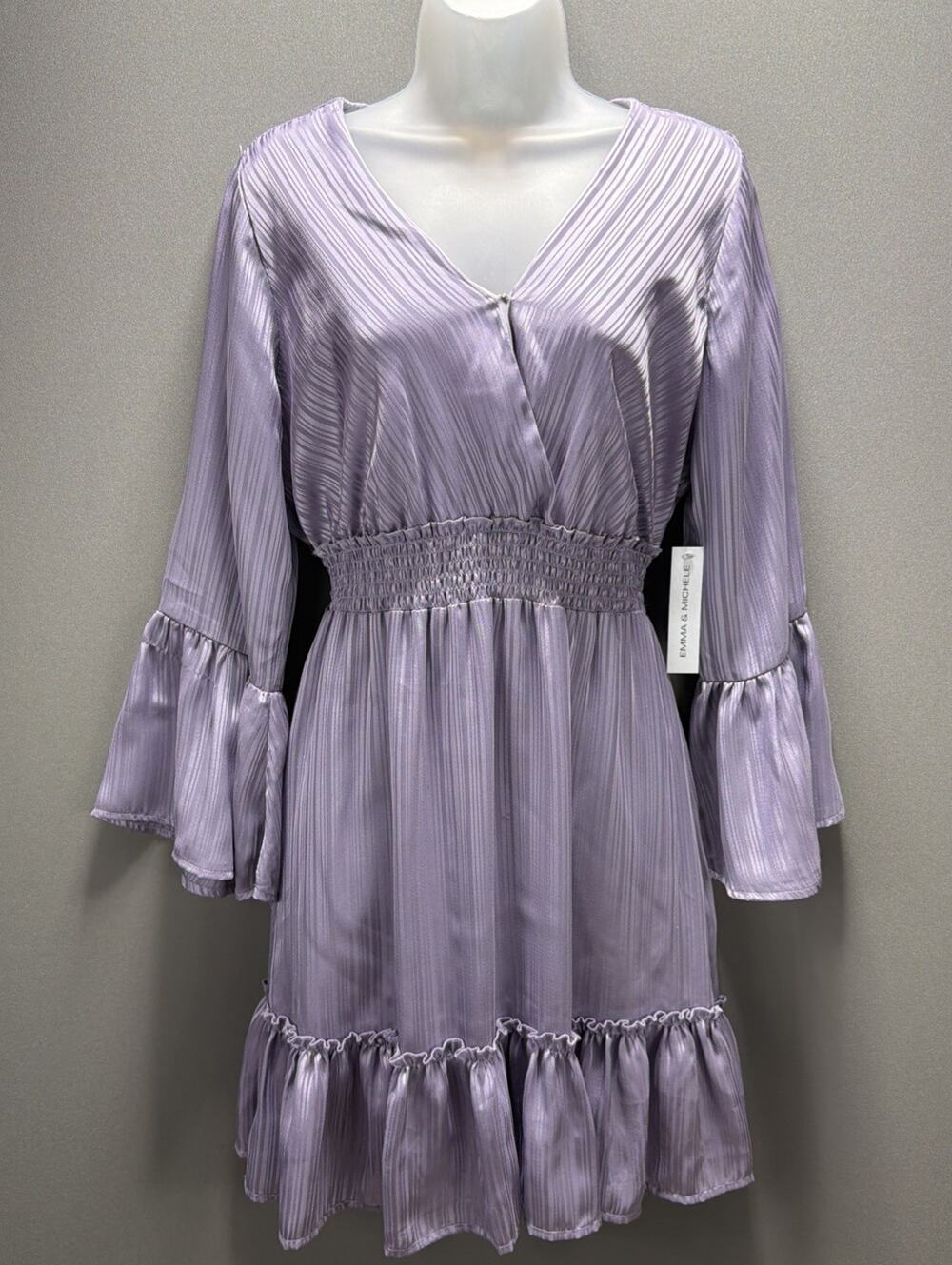Emma & Michele Lavender Tiered Bell Sleeve Dress Size S Boho Cottagecore New